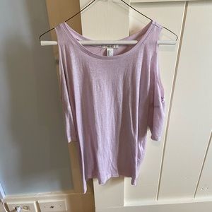 purple/pink open shoulder top